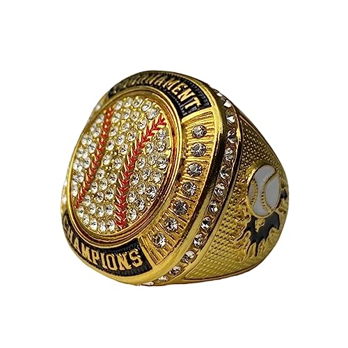 Legacy Rings 1 or 12 Pack Softball Baseball Championship Trophy Ring Tournament Champions or Finalists Gold-Tone (1, Champion Clear Stone, 10)