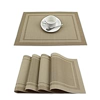 Beige Tischsets 2er-Set – Hitzebeständig, Rutschfest, Aus PVC-Vinyl, 45,7x30,5 Cm