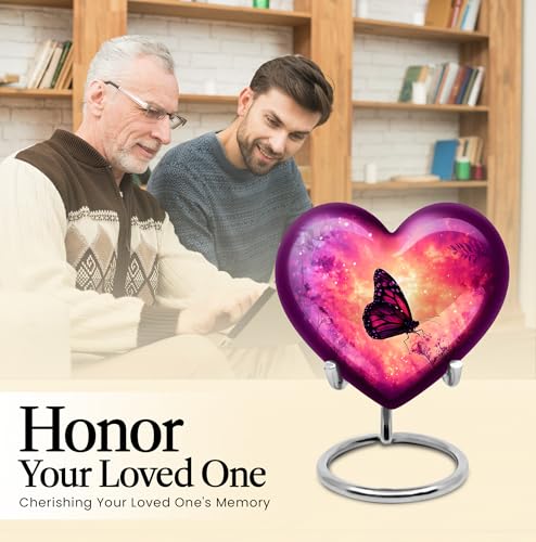 Image of Butterfly Urn Decorative Urn for Funeral 1 Large & 1 Small | Small Keepsake Burial Urns for Human Ashes Adult Female Mom, Memorial Keepsakes for Ashes