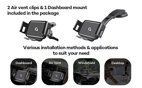 Gaze Wide H Wireless Car Charger For Galaxy Z Fold 3, Fold 4, Iphone 13 Pro Max, Landscape Smartphone Mount, 15W Qi Fast Charging, Dashboard Air Vent Mount #TOP3