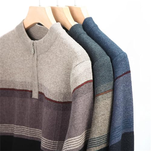 Men's High Neck Half Zip Pullover Sweater Contrast Color Thick Knitwear Casual Jumper Soft Fashion Style Knit Top3