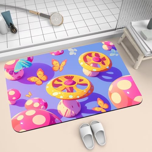 Tappetino da Bagno Antiscivolo 40x60cm Tappeti Tappeto Bagno Piccolo Super Assorbente in Pietra, Tappeto Tappetino Doccia ad Asciugatura Rapida, Sottile, Lavabile Diatomite Bath Mat Pink 2-136