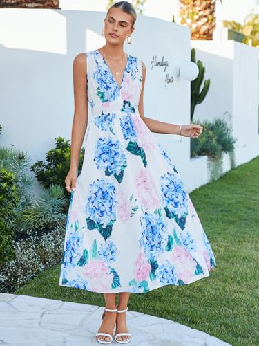 Image of Flessibili Women's Sleeveless Floral Maxi Dress 2026 Sundresses Spring Summer Wedding Guest
