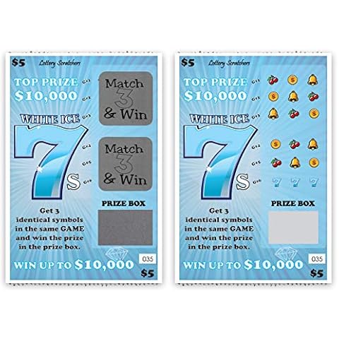 My Scratch Offs Custom Message Scratch Off Lotto Lottery Replica Card Gag Gift- Blue White Ice 7's 4 x 6 Inches - 1 Scratcher Ticket Cover