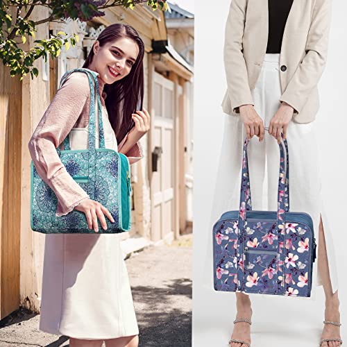 Finpac Sewing And Craft Supplies Storage Tote, Large Capacity Travel Packing Organizer Bag With Clear Pockets And Handle For Knitting, Crochet, Art, Sewing Accessories (Blooming Hibiscus) #TOP6