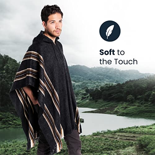Gamboa Alpaca Poncho for Mens Pancho Mexican Hooded Cowboy and Western Ponchos Adult Blanket4