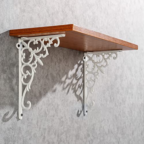 Z Metnal Decorative Shelf Brackets, White Cast Wrought Iron Metal Mailbox Bracket, 90° Right Angle Victorian Brackets, Wall Decor, Modern Shelving Bracket For Diy Floating Shelves, 2 Pcs #TOP4