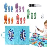 Nuhjytgf 子供向けの布釣りゲーム、おもちゃの釣りゲーム - 魚のおもちゃ 布製の赤ちゃんのおもちゃ,楽しく安全なマッチングパズルおもちゃ、スタッキングカップ教育玩具、子供の日、イースター用