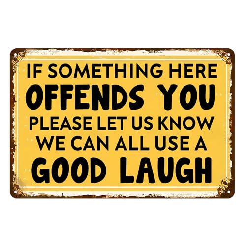 peiyeety Funny Bar Sign Man Cave Decor Vintage Metal Tin Signs For Home If Something Here Offends You Gifts Men Mancave Garage Accessories 8x12 Inch