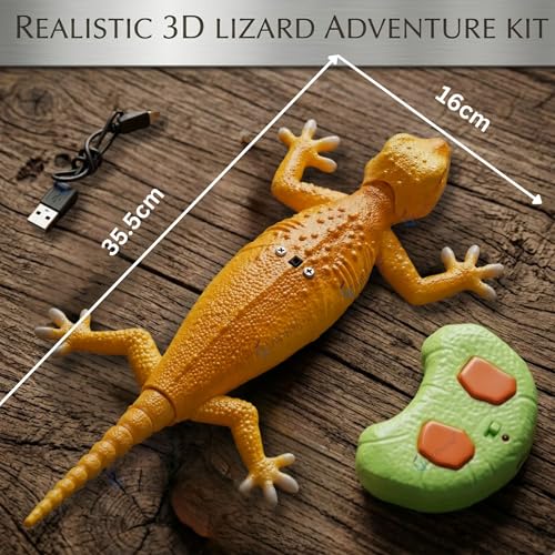 Image of GRAPHENE Wall Climbing RC Lizard Toy Remote Control Robot Toys for Kids Rechargeable Creepy Crawler Climbs Walls & Ceilings Glowing Eyes Prank Toys 5+ Boys Girls Birthday Gift Sticky