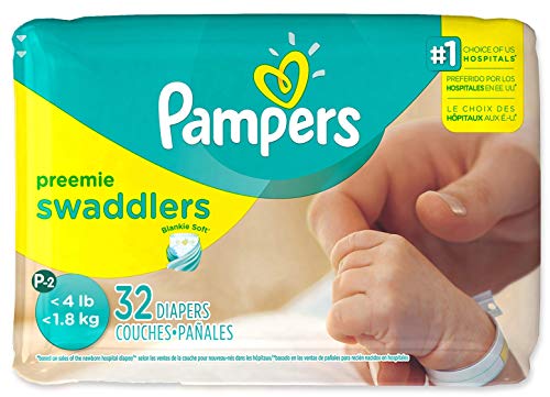 Pampers Swaddlers Preemie Size XS (P-2) Up to 4 lbs - 32 Diaper
