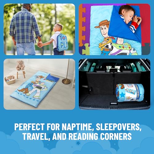 Image of Jay Franco Disney Toy Story Slumber Sack - Cozy & Warm Kids Lightweight Slumber Bag - Featuring Woody and Buzz Lightyear (Official Disney Pixar Product)
