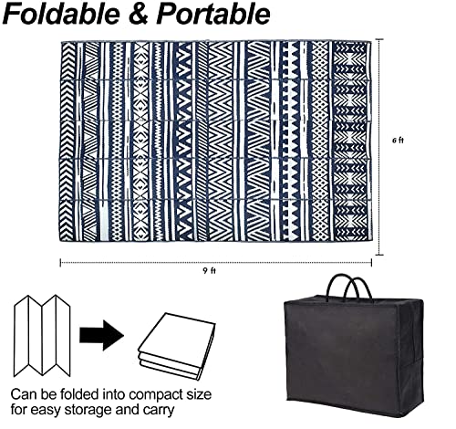 GFT Reversible Mats for Patio,Outdoor Plastic Rugs 9 x 12 Ft,Modern Plastic Area Rugs,Large Floor Mat Waterproof Outdoor Rugs for Patio, Backyard, Deck, Picnic, Beach, Trailer, Camping - Image 4