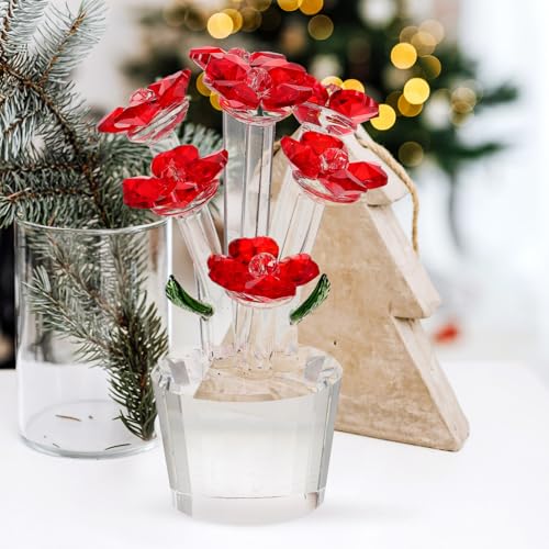 Flor de cristal rojo Cabilock base plana que evita caídas en mesas 6