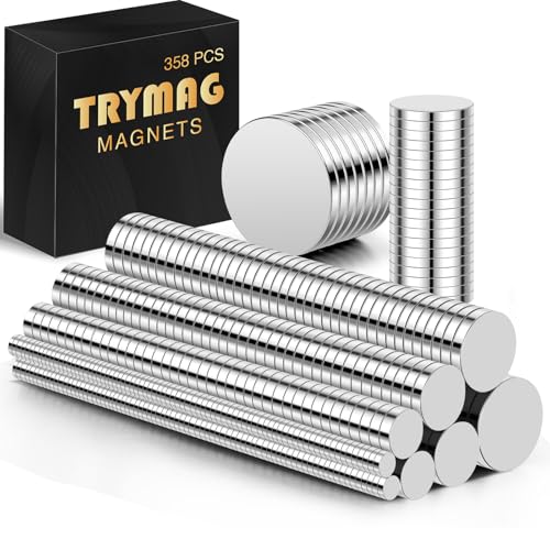 Aimants en néodyme TRYMAG lot de 358 pièces en 7 tailles pour bricolage et frigo