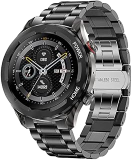 Bebinca AI Smartwatch for Men Make/Answer Call in Stainless Steel 1.3" HD Display 1GB RAMBuilt-in Microphone MP3Infrared SpO2, Continuous Real-time heart rate, IP68 Waterproof, IOS/Android (Black)
