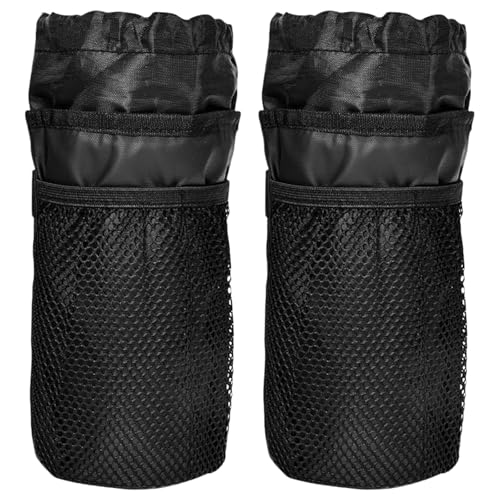 Image of GWAWG 2PCS Bike Drinks Cup Holder,Water Bottle Carrier, Handlebar Bottle Holder With Mesh Pockets Phone Bag,Mobility Scooter Cup Holder,Handlebar Bags For Bicycles,Motorcycle,Wheelchair, Golf Cart