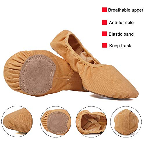 JUODVMP Stretch Canvas Ballet Shoes for Girls/Toddlers/Kids/Women Ballet Slippers Ballet Flats Yoga Dance Shoes,Model TJBL2