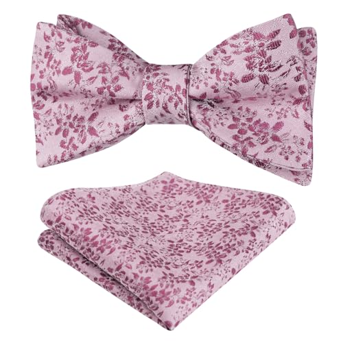 Image of Alizeal Mens 2pcs Floral Pattern Bow Tie Set | Self-tied Pocket Square Colorful Perfect for Weddings Proms Business