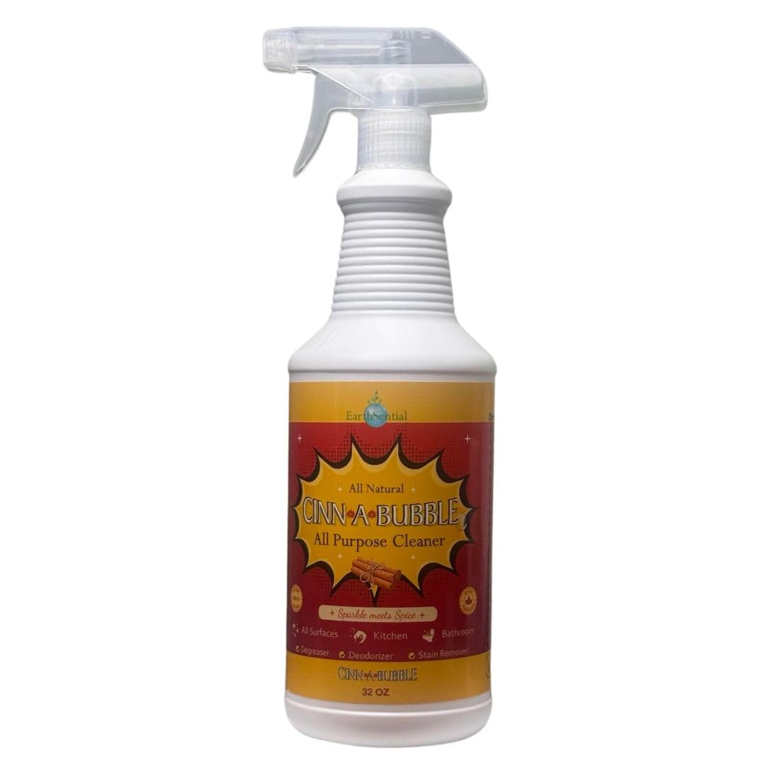 EarthSential Cinn-a-Bubble All Purpose Cleaner, 32 oz Spray, All-Natural Plant-Based Cleaner with Essential Oils, Non-Toxic, Safe for Home, Kitchen,
