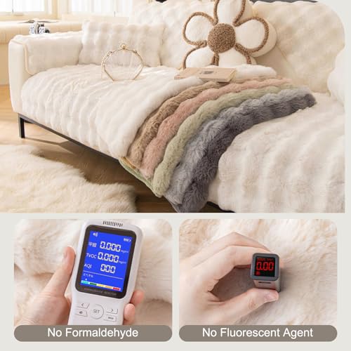 Aocase Sofa Covers, Plush Sofa Cover, Sofa Slipcovers, Non-Slip Sofa Cover 1 2 3 Seater, Fluffy Sofa Cover, L-Shaped Corner Sofa Cover Sofa Protector Machine Washable,Cream white,110×210cm - Image 6