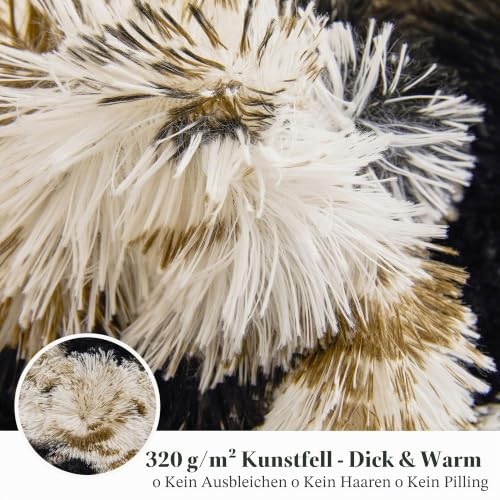 XeGe Luxus Kunstfell Kuhmuster Decke, Weiche Kuhmuster Große Flauschige Bettdecke, Plüsch Deko Kuscheldecke Süße Flauschige Tierdruck… – Ansicht 5