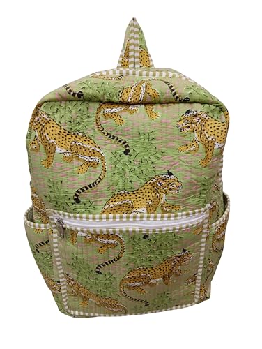 Image of Doraya Cotton Quilted Unisex Backpack Hand Block Floral Printed Design Stylish Eco-Friendly Bag for School, Travel, and Everyday Adventures