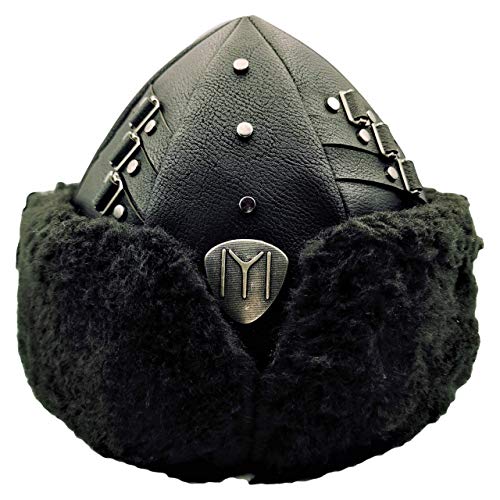 Dirilis Ertugrul Kayi Hat, Ottoman Turkish Hat, BÃ¶rk, Leather and Fur (Variation 3) Black