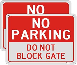 No Parking Do Not Block Gate Signs 35x25cm No Parking Gate Signs Reflective Aluminum Anti UV Protected Metal Sign Waterproof Durable Easy to Install Outdoor Use 2 pack