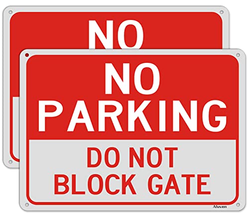 No Parking Do Not Block Gate Signs 35x25cm No Parking Gate Signs Reflective Aluminum Anti UV Protected Metal Sign Waterproof Durable Easy to Install Outdoor Use 2 pack