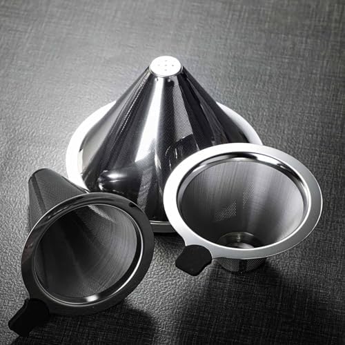 GS Pour Over Coffee Maker - 600ML Glass Carafe with Stainless Steel Filter, Reusable Drip Coffee Maker for Home, Office & Camping - Portable 13.5 OZ Coffee Brewer