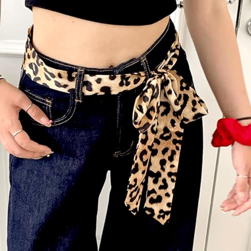 6PCS Chic Skinny Scarf Hairbands, Leopard Dot pattern Neck Ties, Stylish Flowers Purse Scarfs, Colorful Silk Scarf Hair Bands for Women Fashion Accessories3