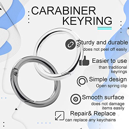 Image of 12Pack 1 Inch Spring O Ring Clip Keychain, 4 Colors Round Carabiner Clip Keyrings Snap Hook Buckle for Purse Shoulder Bag Chain Ring Clip Replacement Paracord Keychain Lanyard Leather Repair Hardware