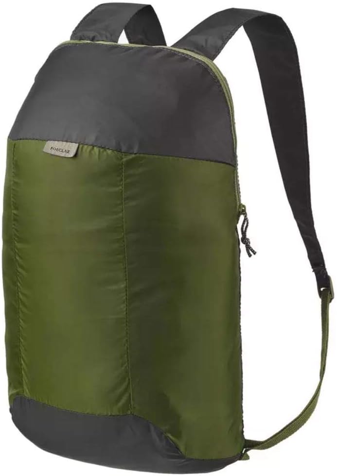 QUECHUA Ultra Compact Collapsible 10 Litre Small Hiking Backpack/Rucksack for Camping Outdoors Festivals - Handy Travel Bag (Dark Olive Green)