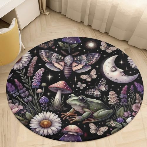 Tapis rond 90x90 cm velours corail floral doux et sécurisé - 2