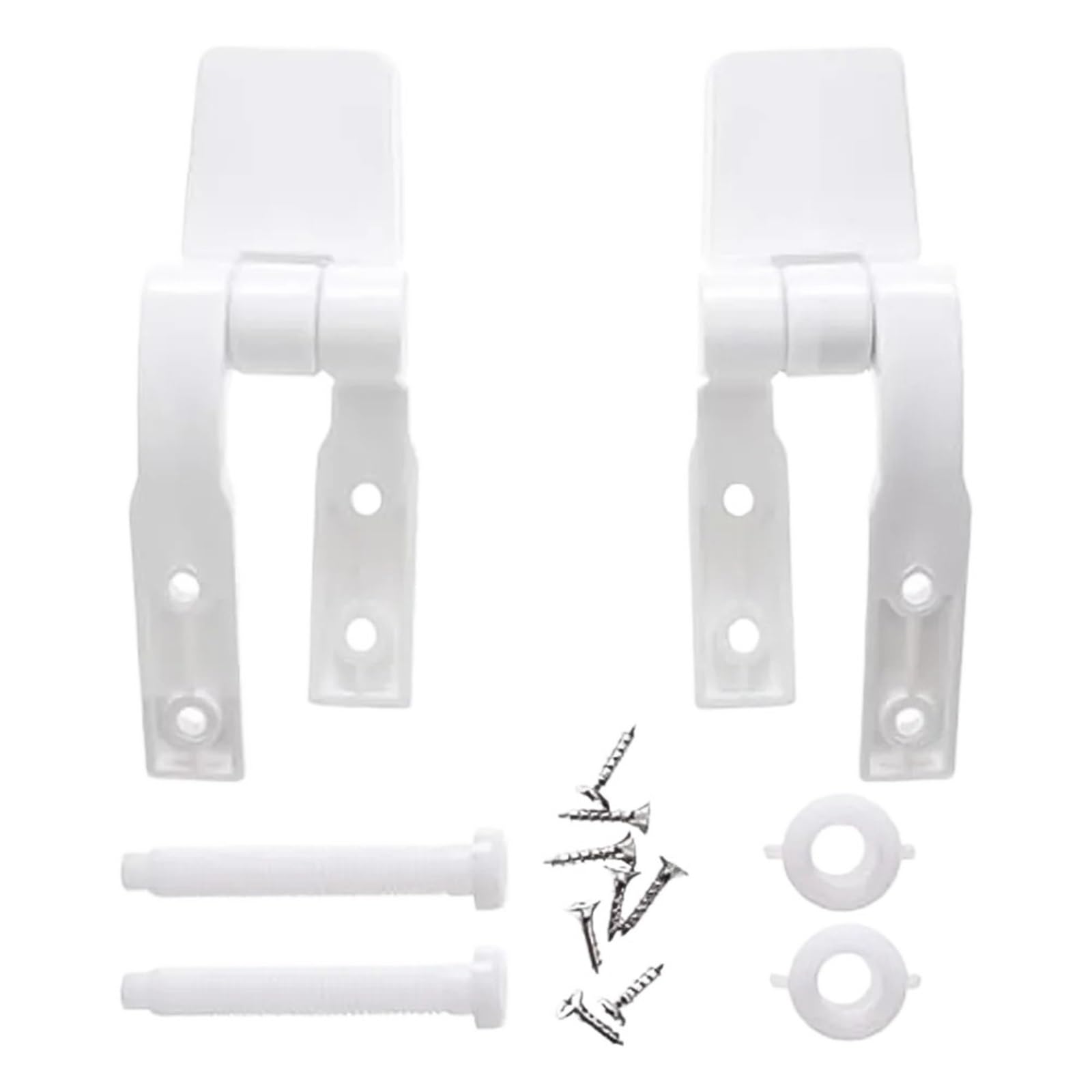 Toilet Hinges Replacement 1 Pairs Universal White Plastic Toilet Seat Hinges Replacement with Bolts Screw and Nuts for Seats Lids