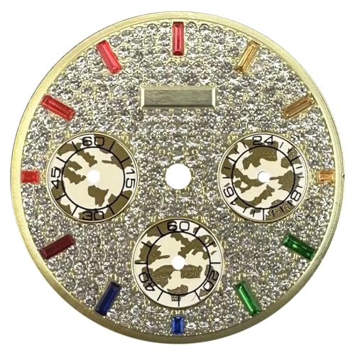 1個 29.5mm VK63 クォーツムーブメント 虹色時計ダイヤル 39mmケース クロノグラフ時計交換用アクセサリー A(WZ-N-394)