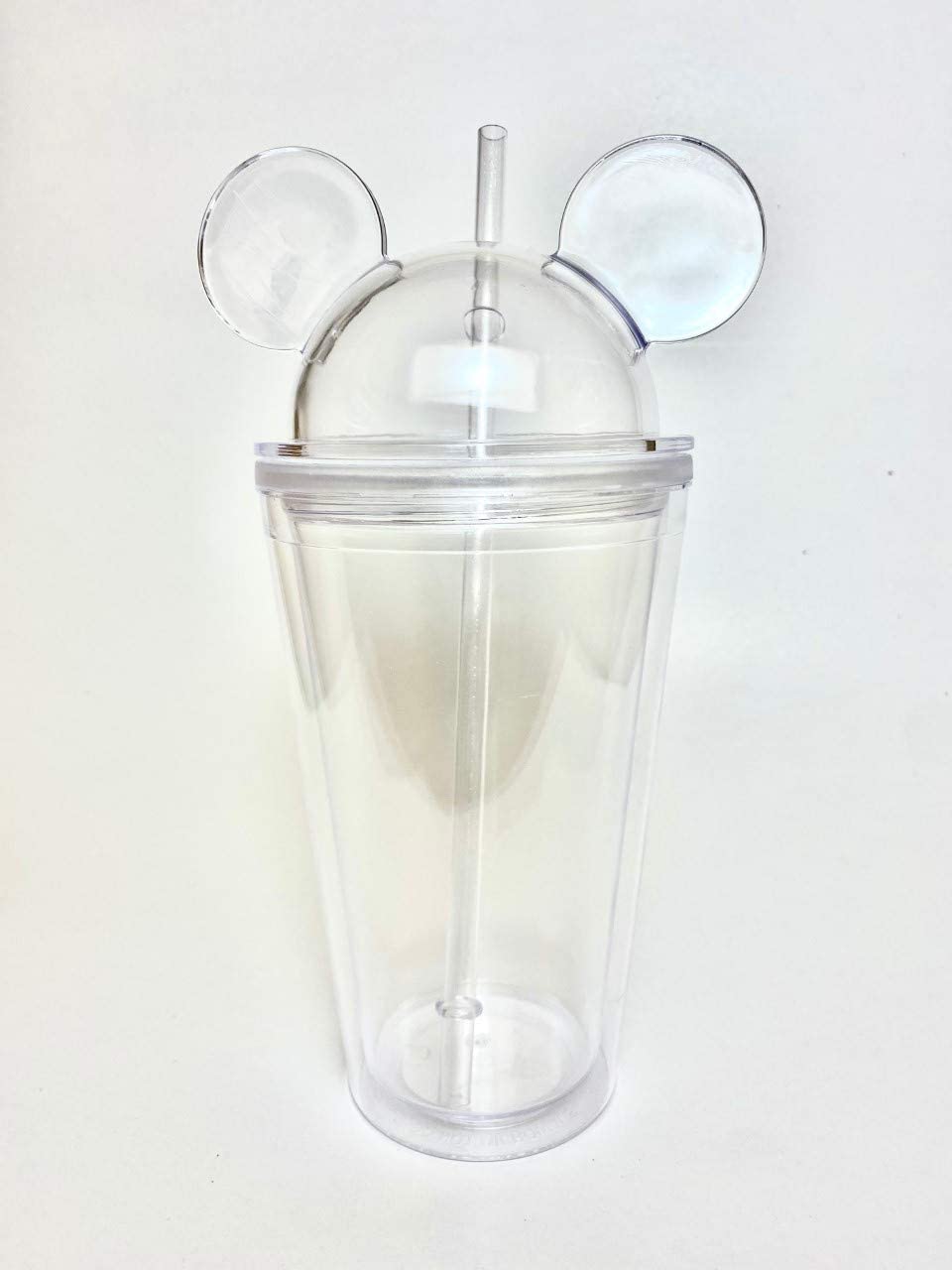 Mickey Ears 3D Acrylic Clear Tumbler for Kids with Straw 16 oz