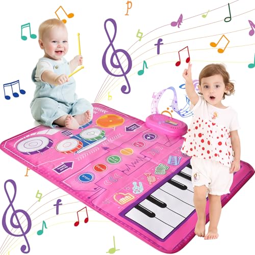 Music Mat Baby Toys 0-6 months Toddler Toys for 1 2 3 Year Old Girls Gifts for 1 2 3 Year Old Girls Birthday Presents 1st Birthday Gifts for Girls Toys for 1+ Year Old Girls Sensory Toys for Baby
