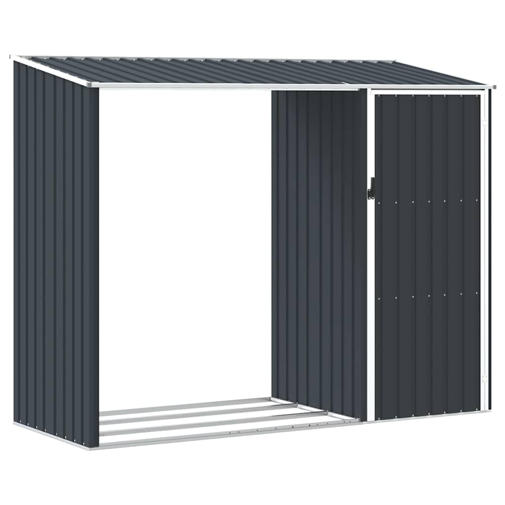 vidaXL Capanno per Legna Capanna Casetta per Esterni Struttura Protettiva Rispostiglio per Legname Antracite 245x98x159 cm in Acciaio Zincato