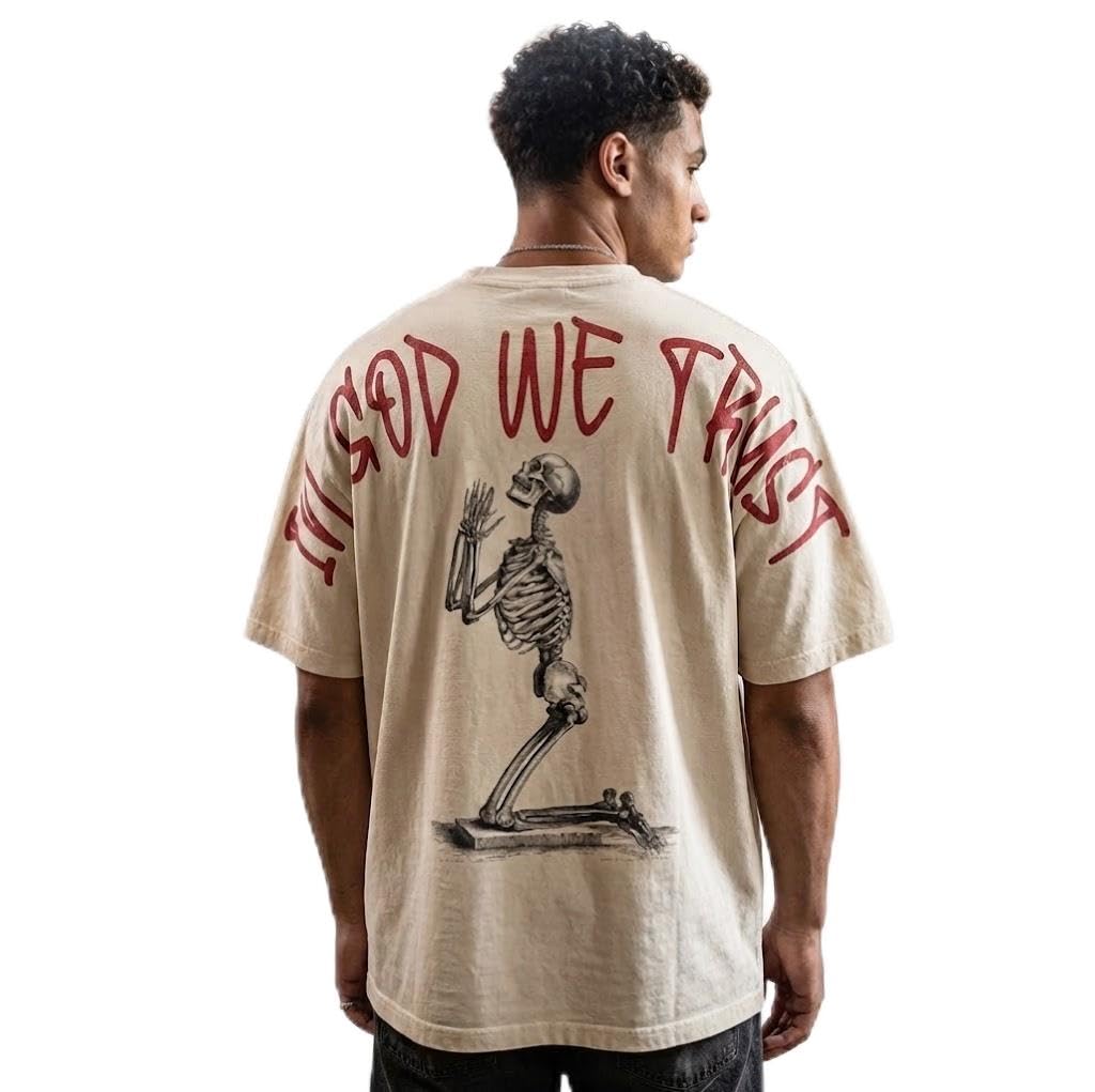 Men's Oversized T-Shirt with Bold Back Skeleton Graphic Print-picture-31