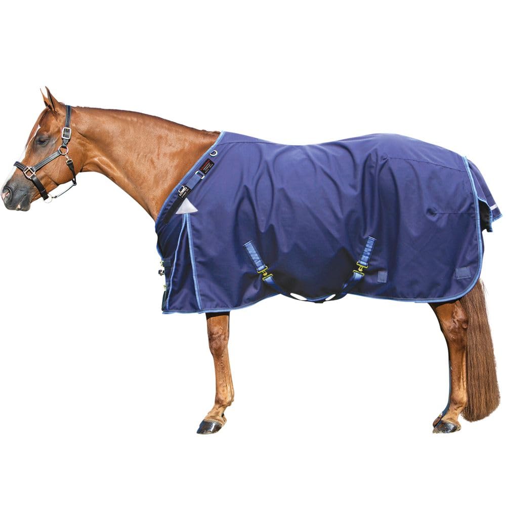 ArmorFlex Challenger II Adjusta-Fit Horse Turnout Blanket | Waterproof and Durable Horse Blanket | Winter Horse Blanket | Heavy Winter Horse Blanket | Color Navy/Light Blue | Size 74