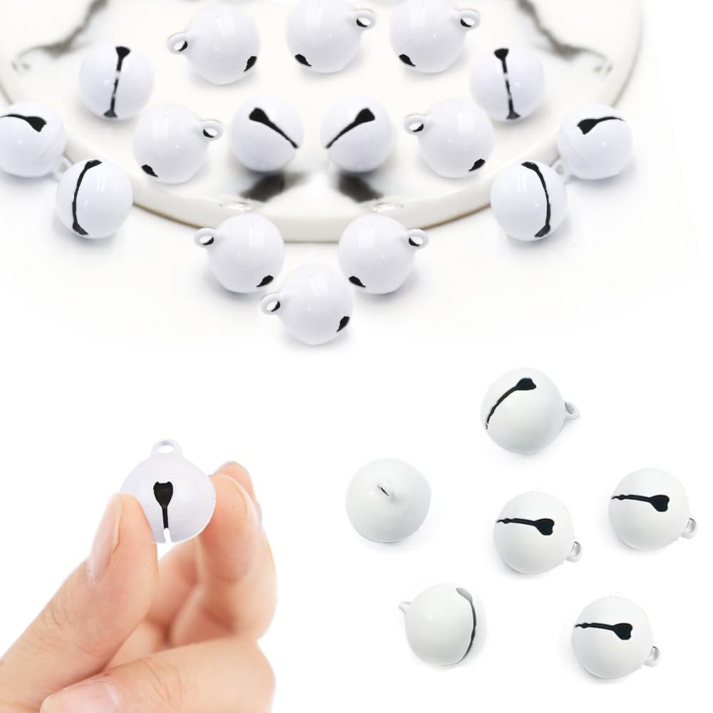 Skypro White 100Pcs 14X18mm Metal Jingle Bells Painted Metal Candy Color Keychain Creative Cartoon Pendant Accessories Diy Jewelry Accessories