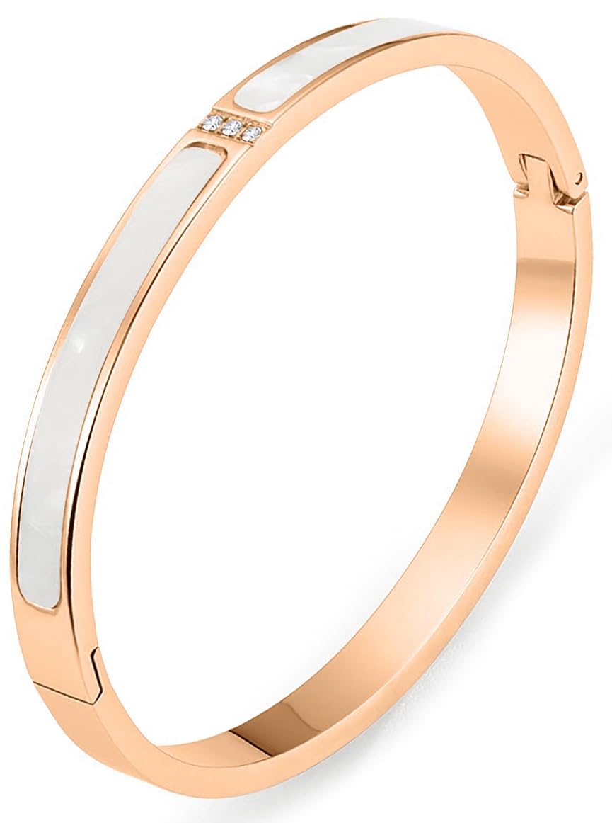 Tidefire Edelstahl Kristall Zirkonia Armbänder 18K Gold Plattiert Damen Armband Titanium Stahl Armreif