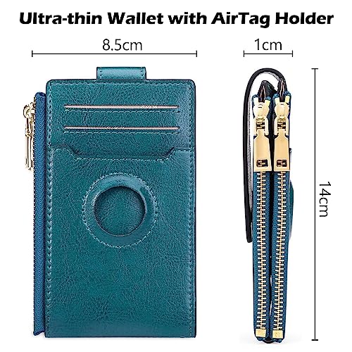 Womens AirTag Wallet, Genuine Leahter Bifold Credit Card Holder with Built-in Integrated Case for Holding Cash, Coins, Credit Cards, Built-in Case for AirTag Accessories for Women, Women's Day (Bule)2