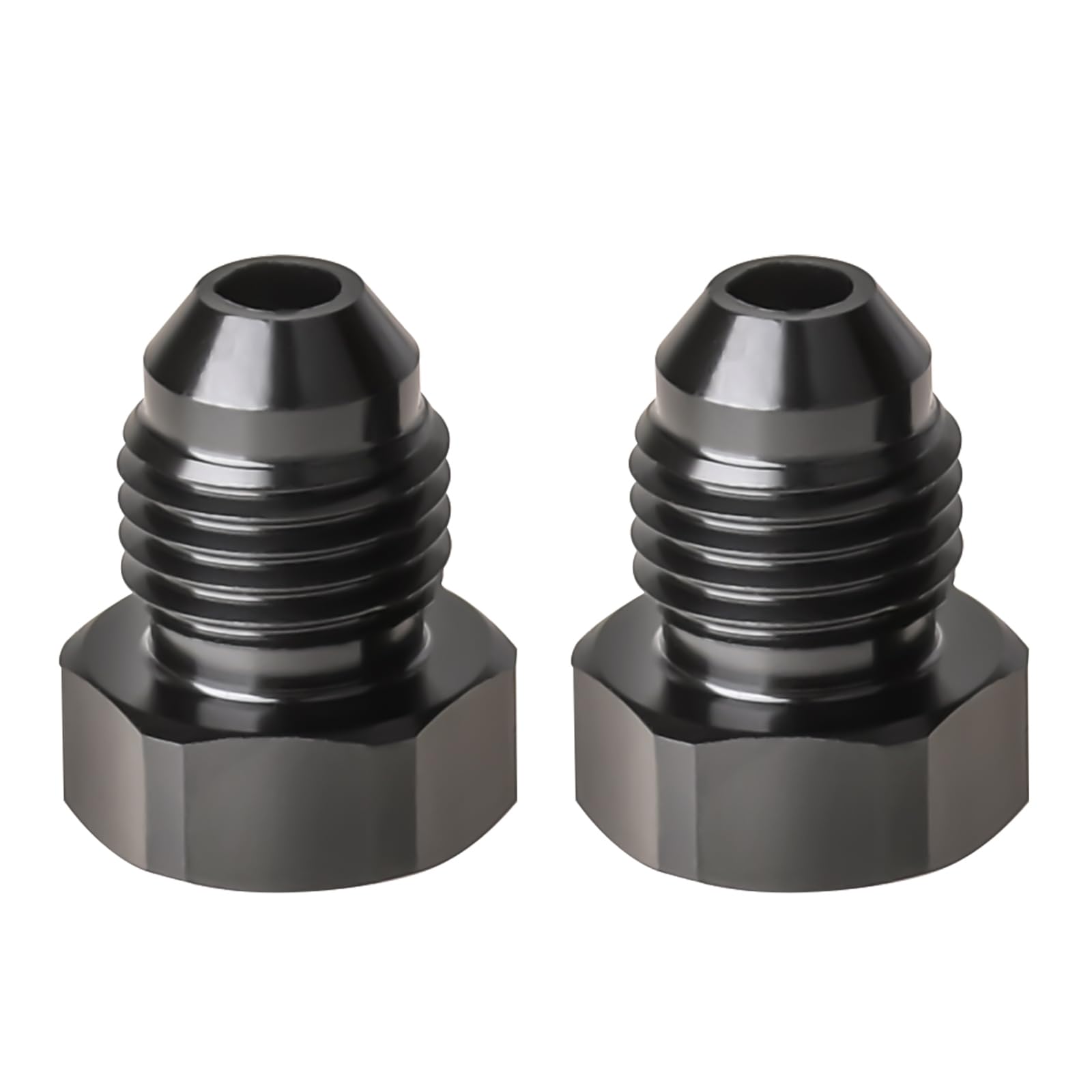 Adaptador AN4 macho hexagonal de aluminio negro para mangueras de coche