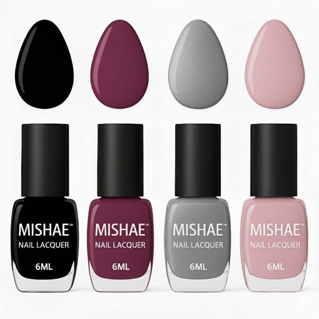 Nail Polish Set for Women – Pack of 4 (6ml Each) Glossy Shades | Long-Lasting, Quick Dry, Chip-Resistant (Smoky Veil)-image-39