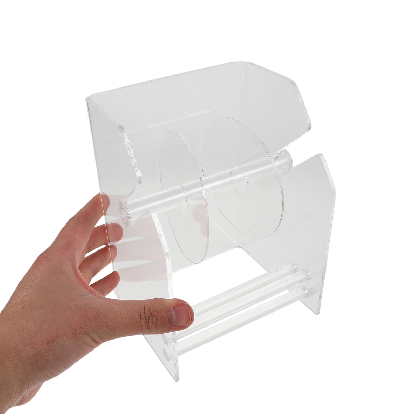 BESTonZON Distributore di Etichette Adesive Regolabile a 3 Scomparti in Acrilico Porta Pezzi di Adesivi Organizer Compatto per Ufficio Scuola e Casa