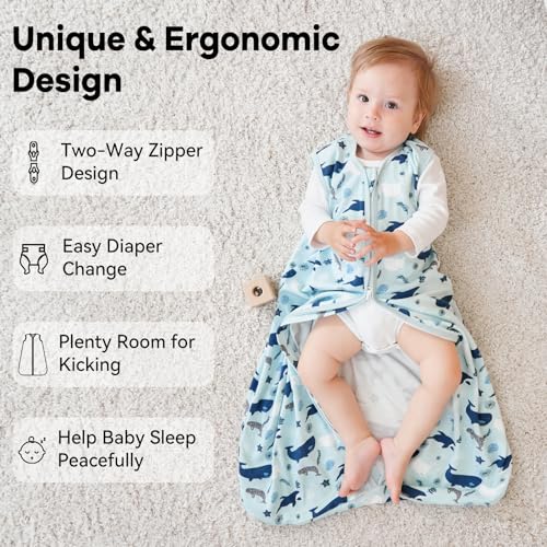 Image of Baby Sleep Sack 0-6 Months 0.5 Tog Wearable Blanket Baby, 3 Pack 100% Cotton Lightweight Sleeping Sack with 2-Way Zipper for Newborn Infant Shark