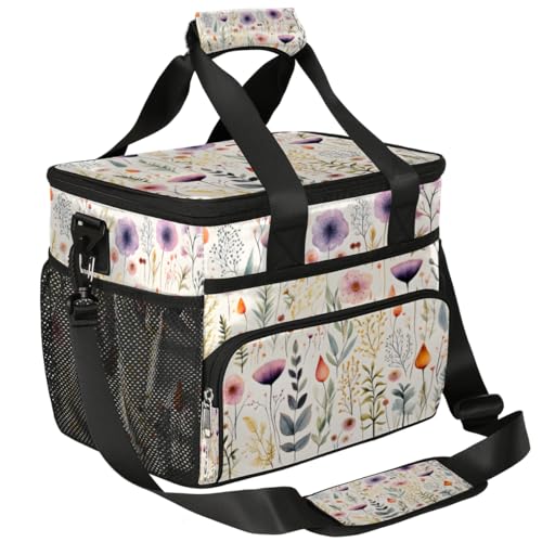 Floral Herbs Insulated Picnic Backpack Lunch Box for Women Men Picnic Basket Tote Lunch Bag Picnic Bag Portable Lunch Bags for Picnic, Beach, Work, Trip,Office, Camp Flowers